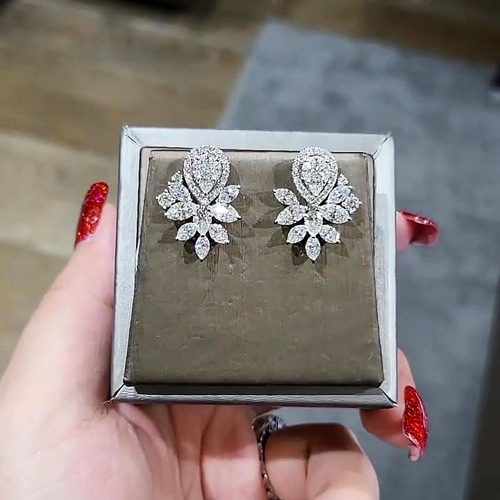 Pear Cut White Sapphire Drop Earrings