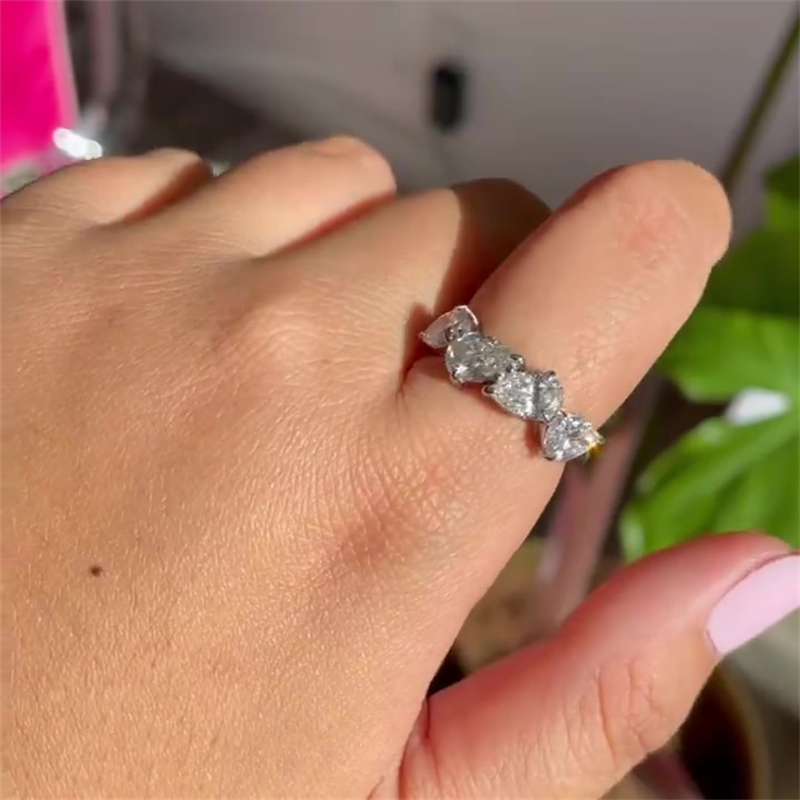 4ct Pear Cut White Sapphire Wedding Band