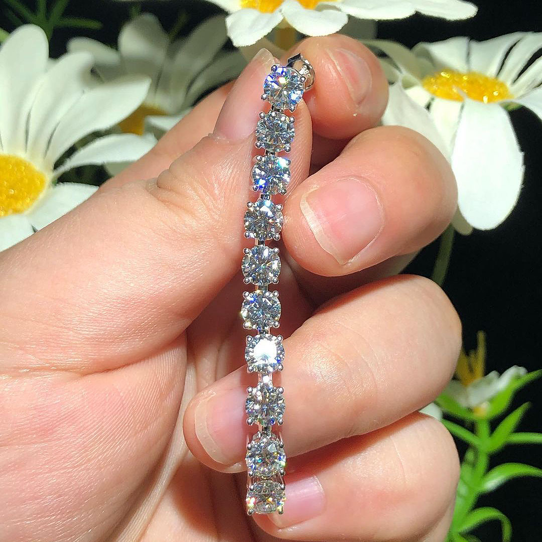 Round Cut White Sapphire Drop Earrings