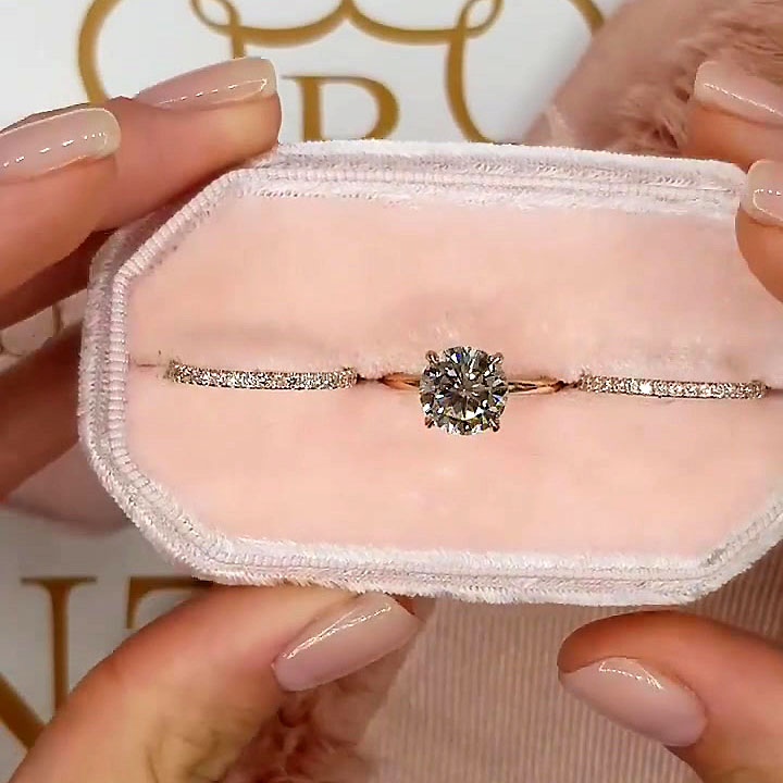 2ct Round Cut White Sapphire Wedding Set