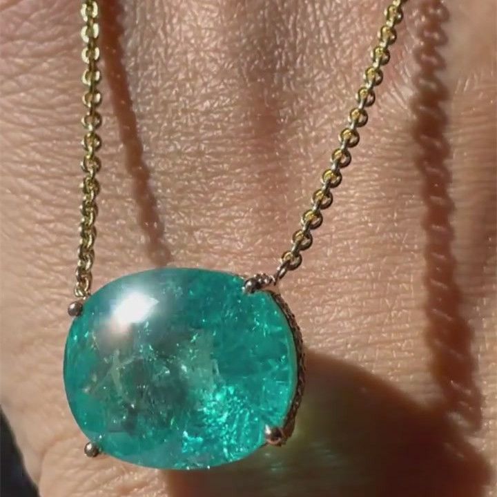 Oval Cut Green Sapphire Pendant Necklace