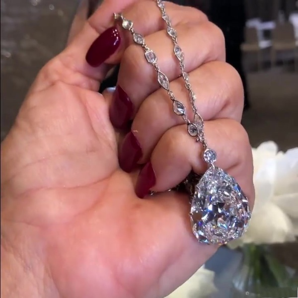 Pear Cut White Sapphire Necklace