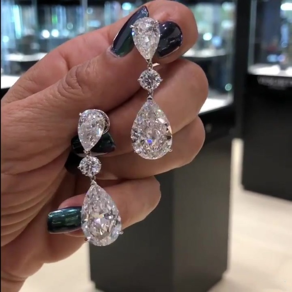 Pear Cut Simple White Sapphire Drop Earrings