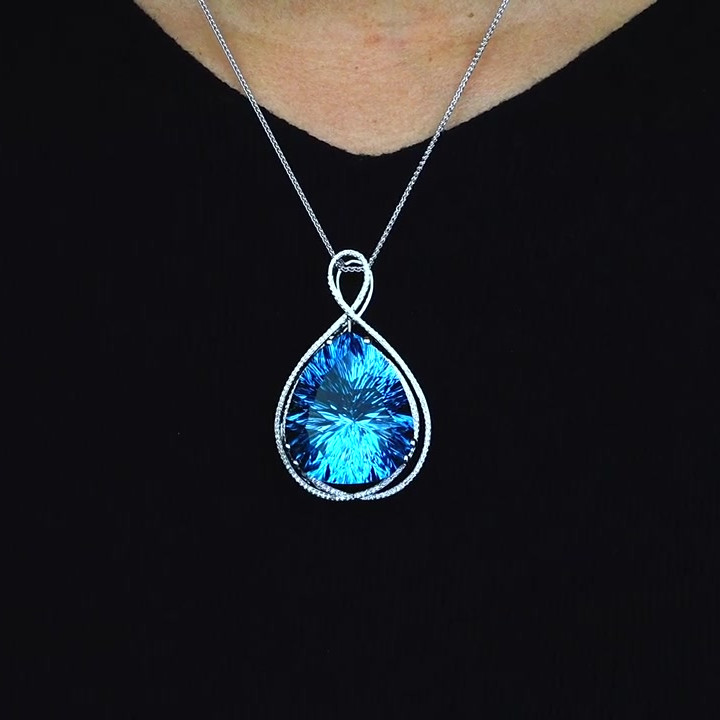 Pear Cut Blue Sapphire Pendant Necklace