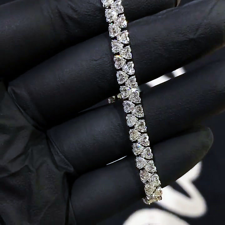 Heart Cut White Sapphire Men's Bracelet