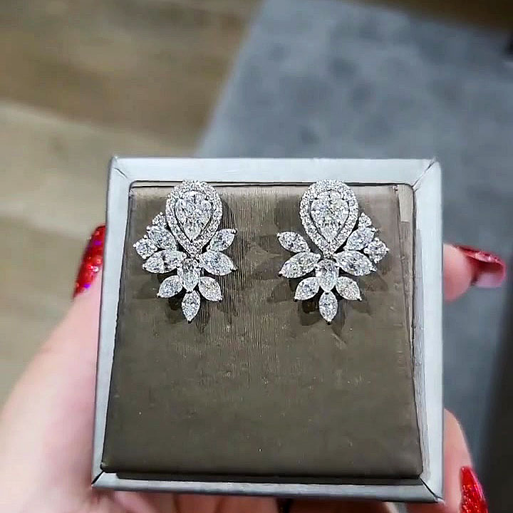 Pear Cut White Sapphire Drop Earrings