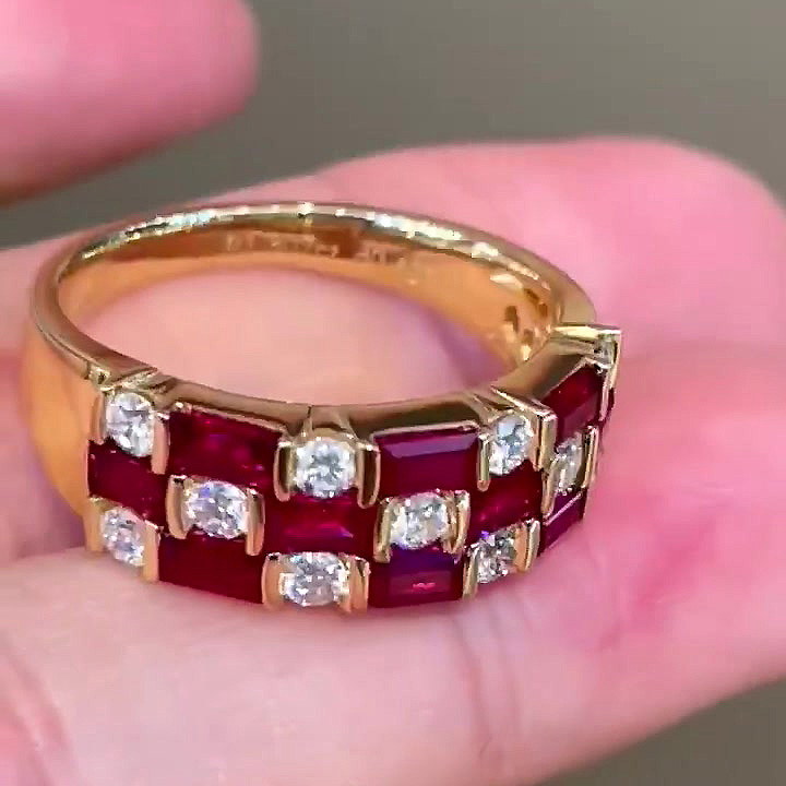 6.75ct Two-stone Ruby Sapphire Eternity Ring