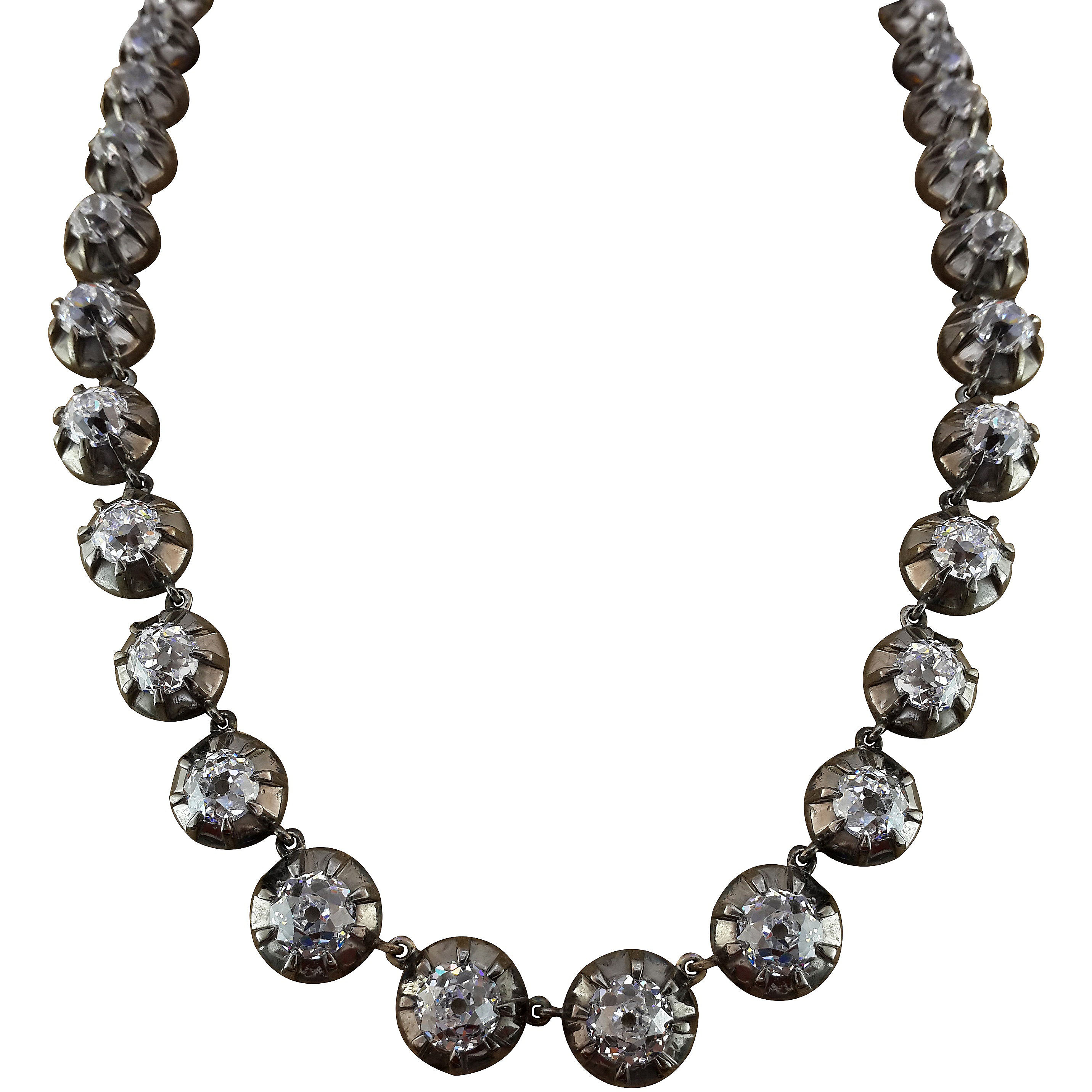 Round Cut White Sapphire Tennis Necklace