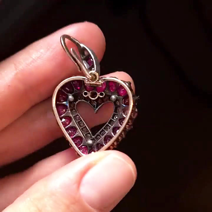 Love Heart Round Cut Ruby Sapphire Drop Earrings