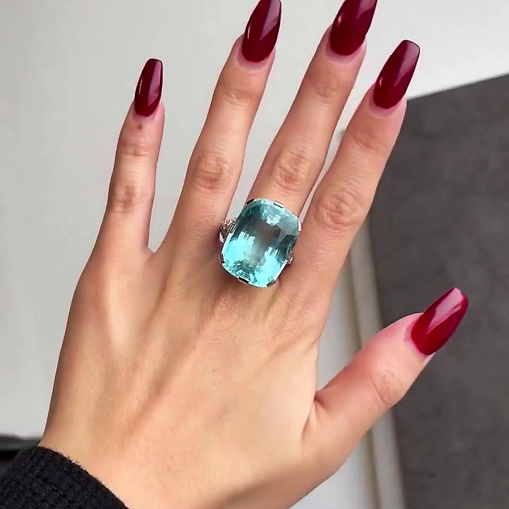 8ct Cushion Cut Aquamarine Sapphire Engagement Ring