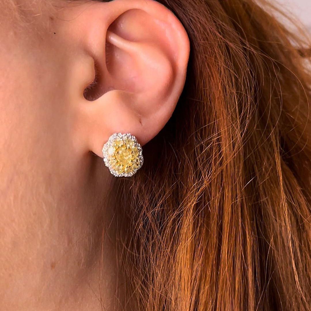 Oval Cut Yellow Sapphire Stud Earrings