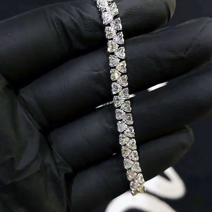 Heart Cut White Sapphire Men's Bracelet