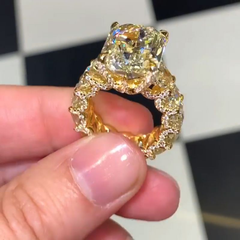 9ct Gold Radiant Cut Yellow Sapphire Engagement Ring