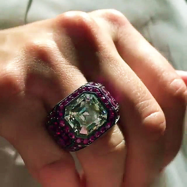 7ct Asscher Cut Ruby Sapphire Engagement Ring