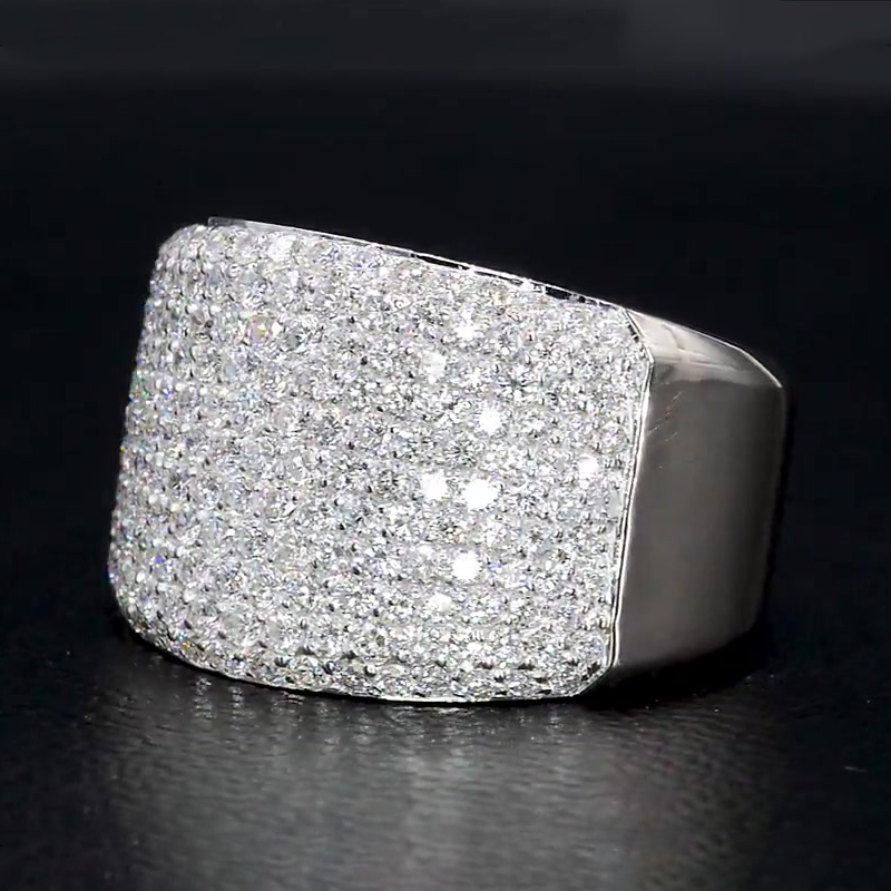 7.75ct Micro-pave Setting Round Cut White Sapphire Men's Ring