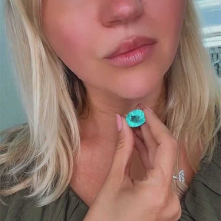 Oval Cut Green Sapphire Pendant Necklace