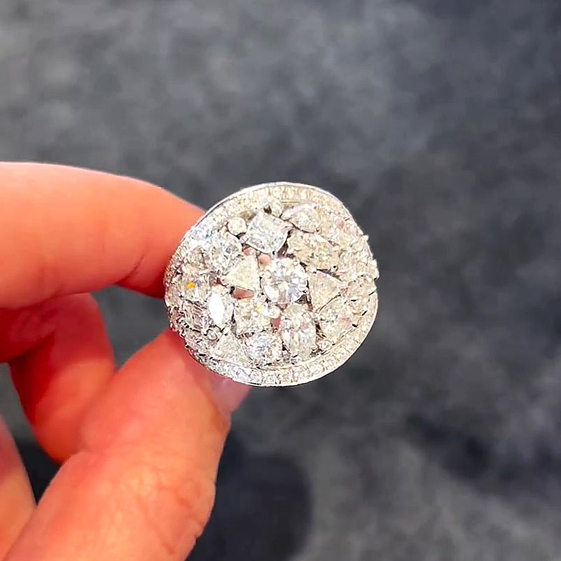 8ct Irregular Cut White Sapphire Eternity Ring