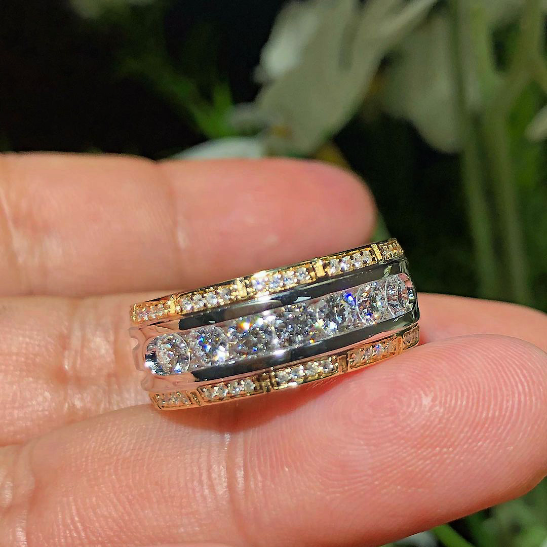 3.5ct Round Cut White Sapphire Men's Eternity Ring