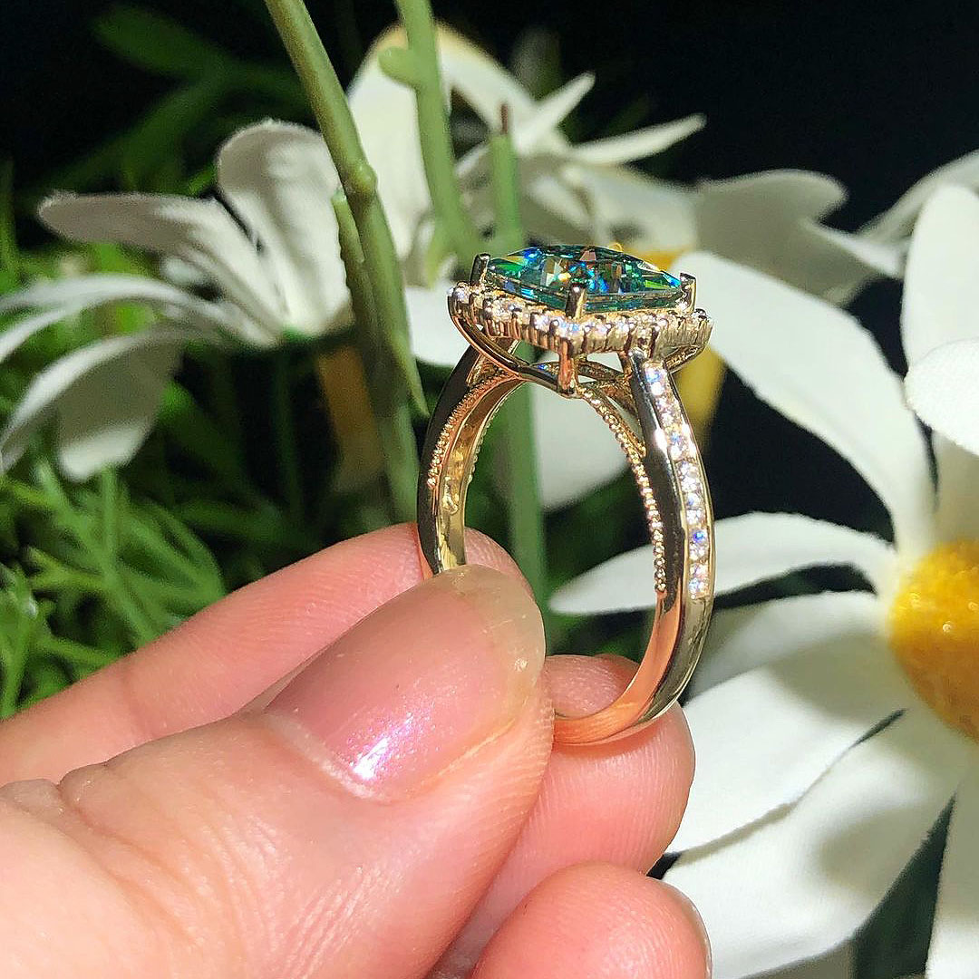 4ct Princess Cut Green Sapphire Engagement Ring