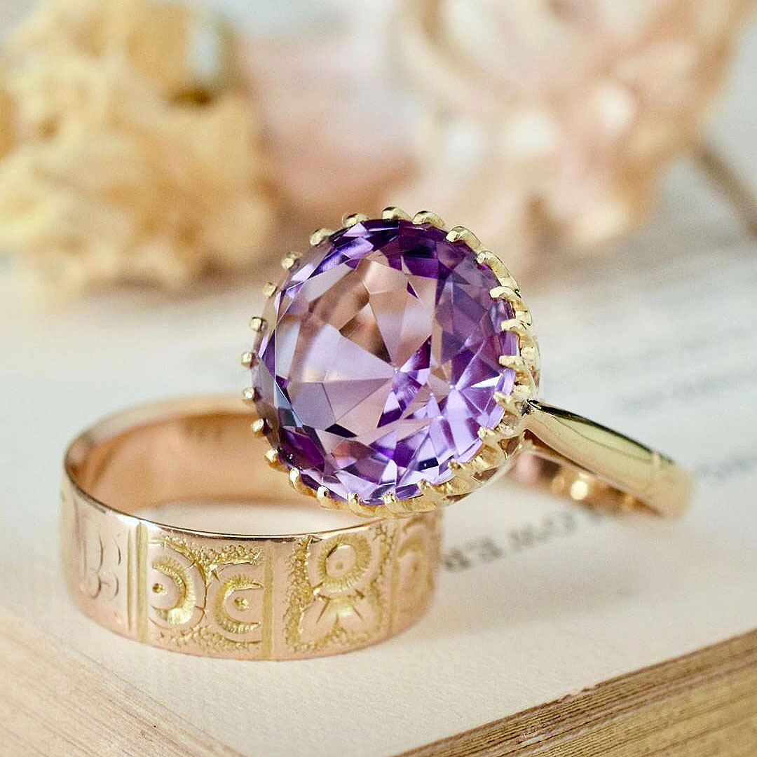 5ct Round Cut Amethyst Sapphire Engagement Ring