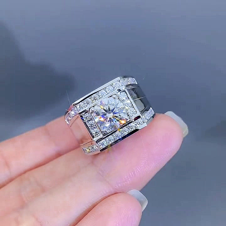 4ct Round Cut White Sapphire Men's Engagement Ring