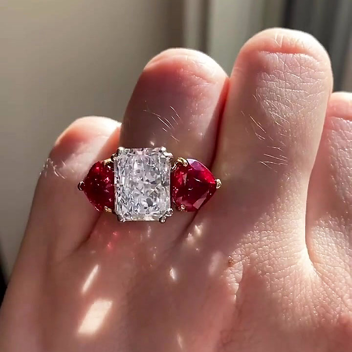 4ct Three-stone Radiant Cut Engagement Ring