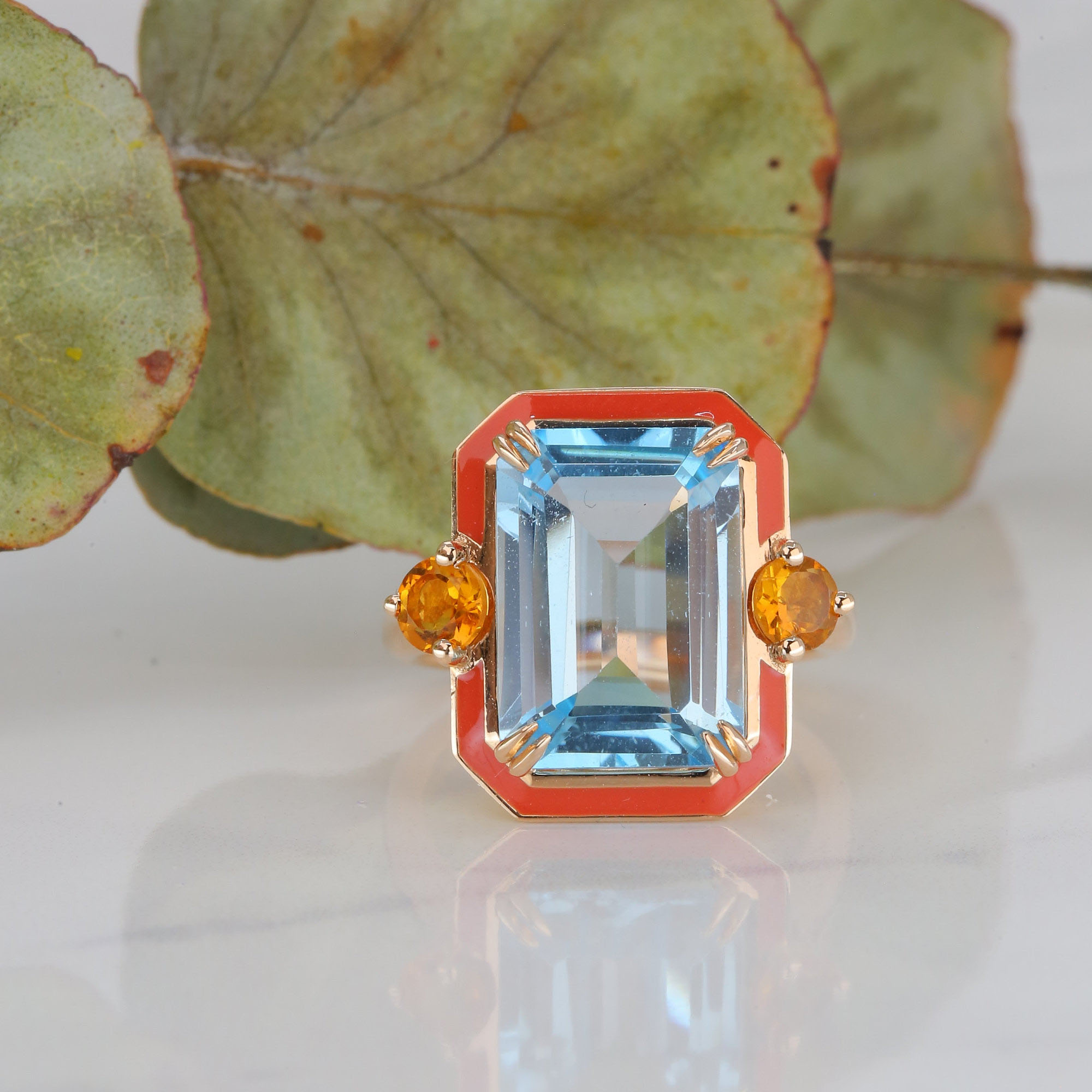 5ct Emerald Cut Aquamarine Sapphire Engagement Ring