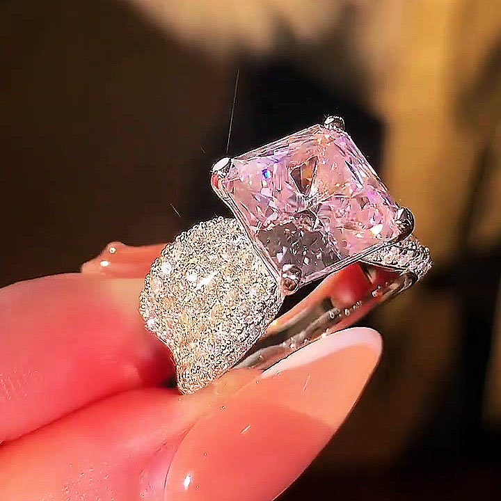 4ct Princess Cut Pink Sapphire Engagement Ring