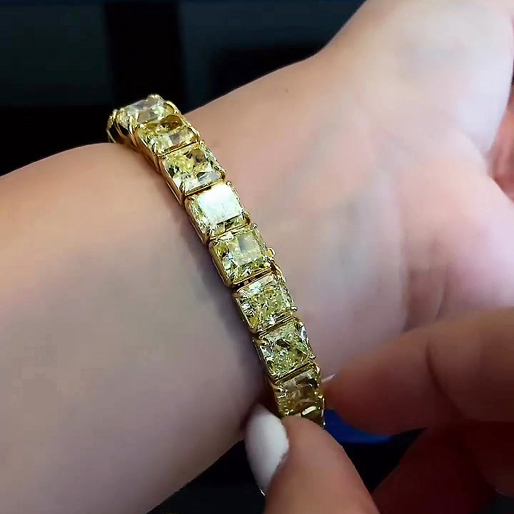 Radiant Cut Yellow Sapphire Tennis Chain Bracelet