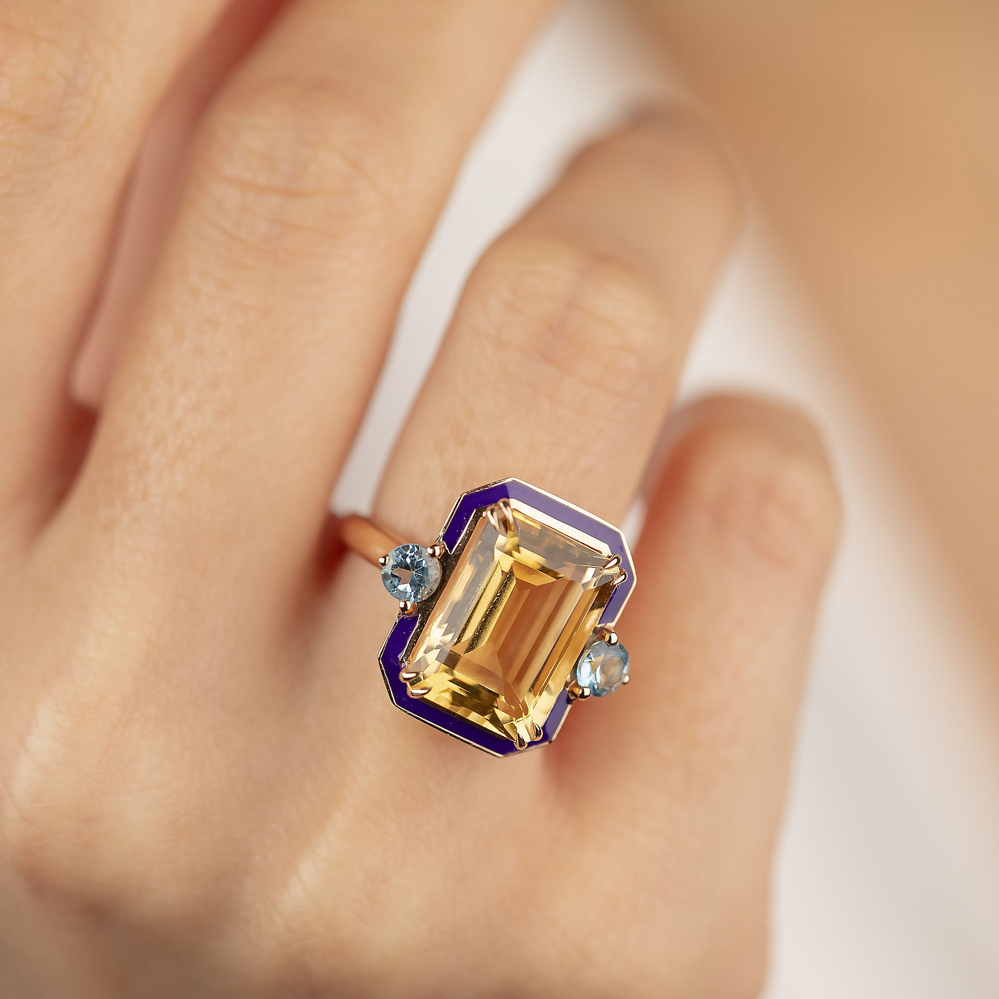 5.76ct Art Deco Emerald Cut Yellow Sapphire Engagement Ring