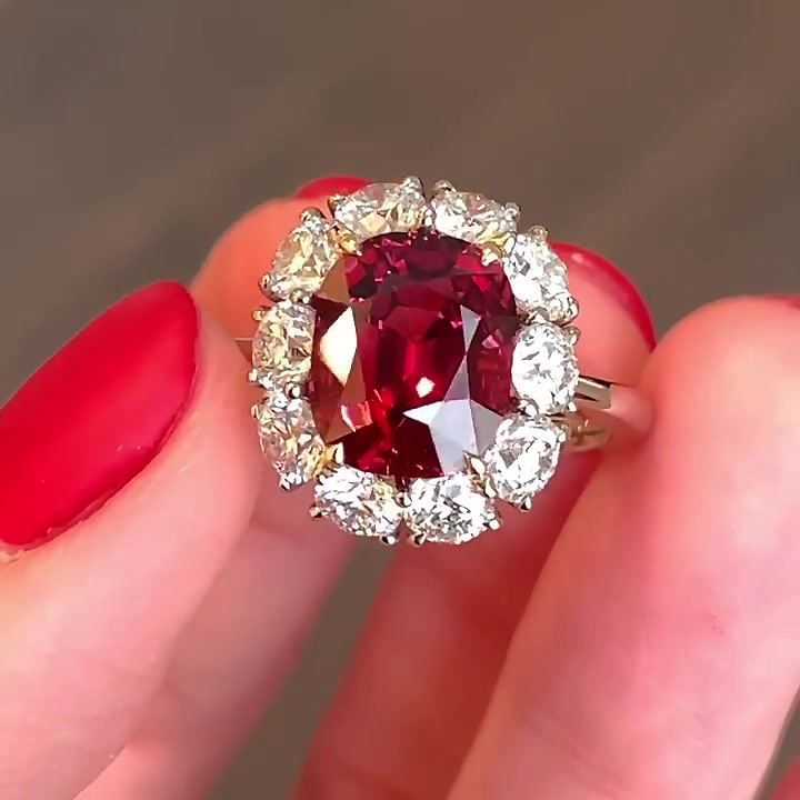 6ct Cushion Cut Ruby Sapphire Engagement Ring