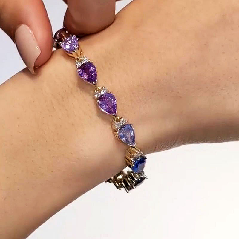 Pear Cut Rainbow Sapphire Bracelet