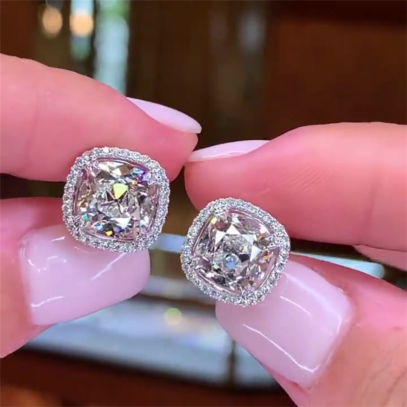 Cushion Cut Pink Sapphire Stud Earrings