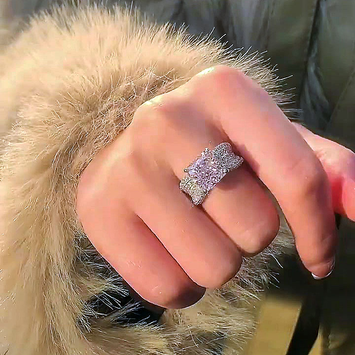 4ct Princess Cut Pink Sapphire Engagement Ring