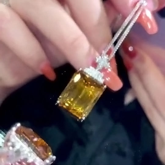 Emerald Cut Yellow Sapphire Pendant Necklace