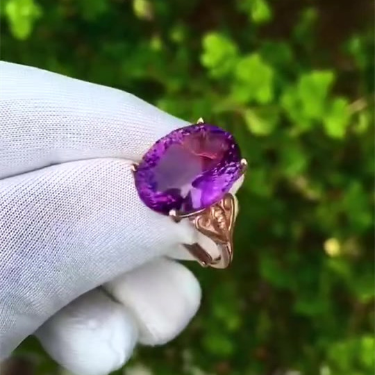 6ct Oval Cut Amethyst Sapphire Engagement Ring