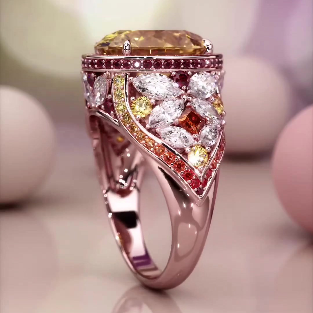 7ct Oval Cut Yellow Sapphire Engagement Ring