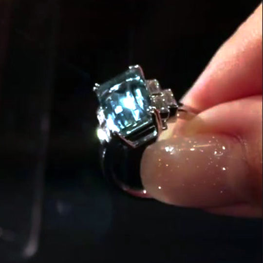 7ct Unique Design Emerald Cut Aquamarine Sapphire Engagement Ring
