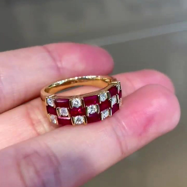 6.75ct Two-stone Ruby Sapphire Eternity Ring