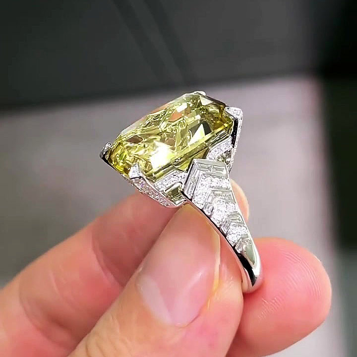 6ct Cushion Cut Yellow Sapphire Engagement Ring