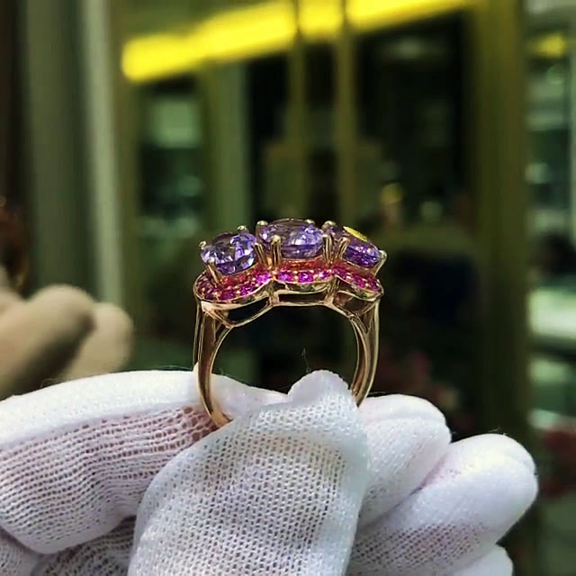 6.25ct Oval Cut Amethyst Sapphire Eternity Ring