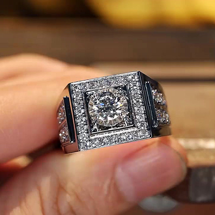 5ct Round Cut White Sapphire Men's Engagement Ring