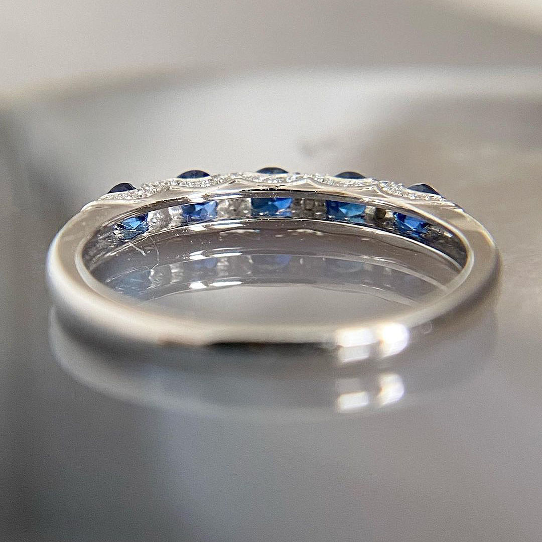 2.75ct Round Cut Blue Sapphire Eternity Ring