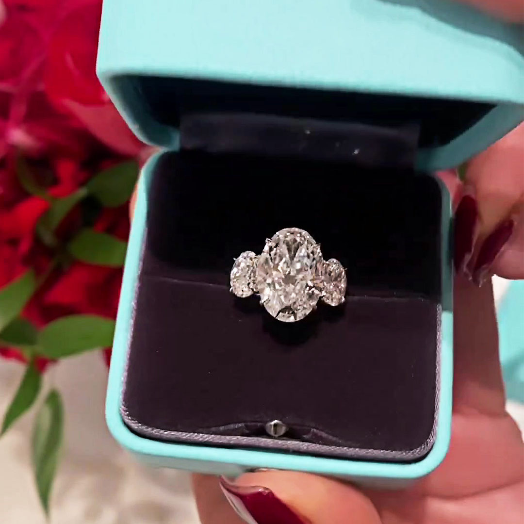 6ct Three-Stone Oval Cut White Sapphire Engagement Ring