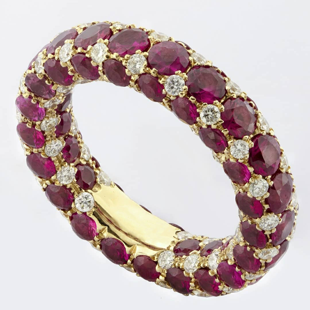 3.75ct Oval Cut Ruby Sapphire Eternity Ring