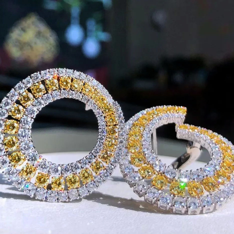 Round Cut Yellow Sapphire Hoop Earrings