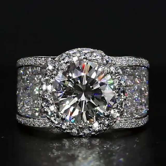 5ct Round Cut White Sapphire Engagement Ring