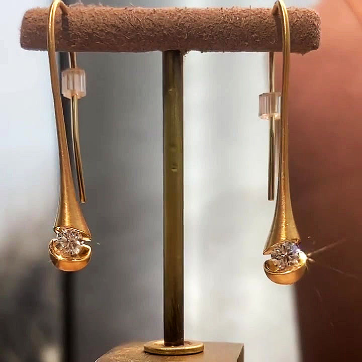 Round Cut White Sapphire Drop Earrings