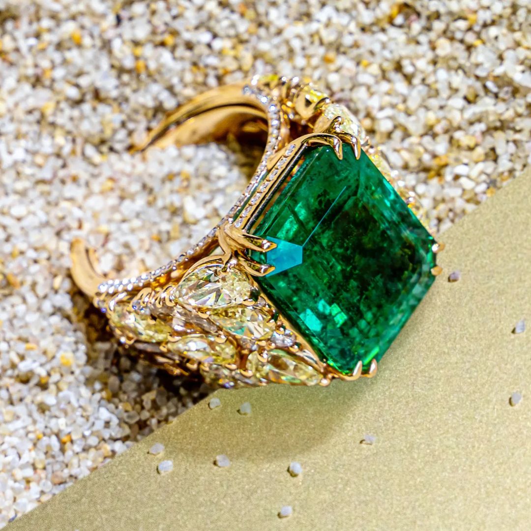 7ct Emerald Cut Emerald Sapphire Engagement Ring