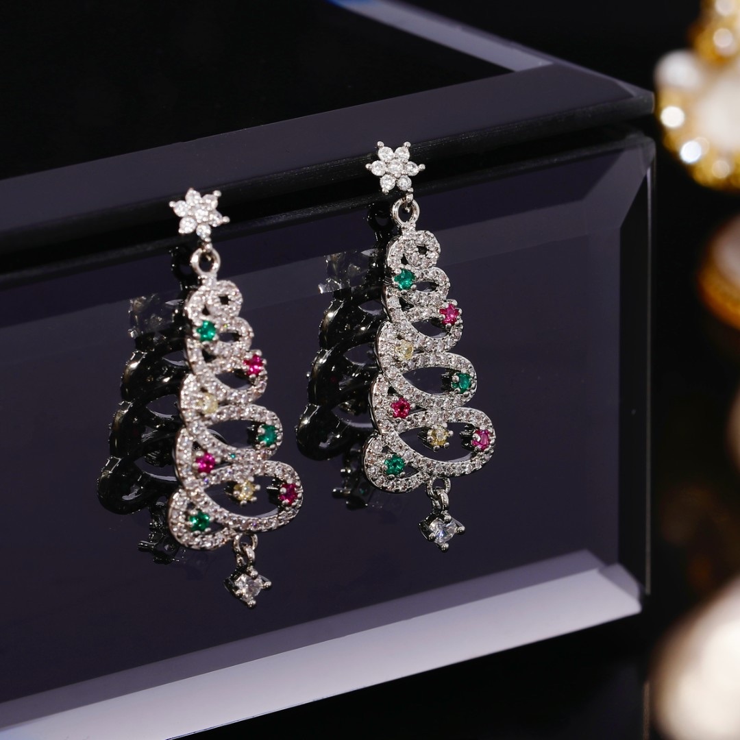 Colorful Christmas Tree Drop Earrings